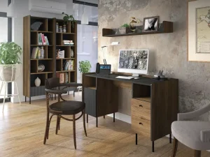 Комплект мебели для кабинета и офиса Prestigo 1, орех Вармия / черный