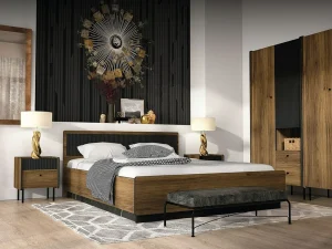 Комплект мебели для спальни Prestigo 4, орех Вармия / черный