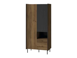 Современный двухдверный шкаф Prestigo P1, орех Вармия / черный