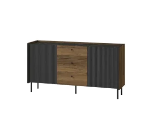 Современный и функциональный комод Prestigo P16, орех Вармия / черный - Mebel-Trade — Больше чем интернет-магазин!