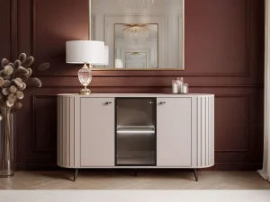 Комод с баром Elodie II 3D 150, кашемир / черный