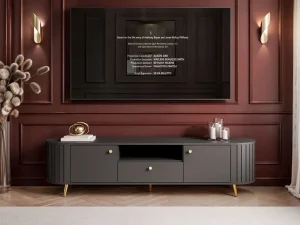 Тумба под телевизор Elodie II RTV 2D1S 180, черный / золотой