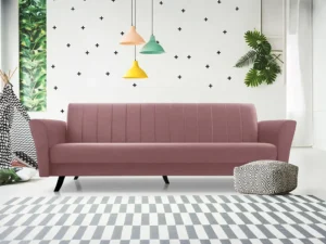 Мягкий раскладной прямой диван Linea (розовый)