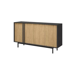 Широкий комод Alsy 6 4D, антрацит / дуб масляный - Mebel-Trade — Больше чем интернет-магазин!