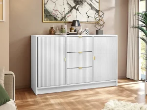 Широкий комод Razimo 2D3SZ, белый бархат / золотой
