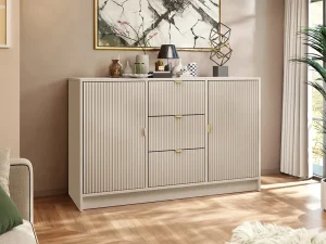 Широкий комод Razimo 2D3SZ, песочный беж / золотой