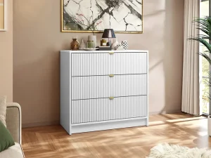 Комод с ящиками Razimo 2D3SZ, белый бархат / золотой - Mebel-Trade — Больше чем интернет-магазин!
