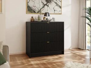 Комод с ящиками Razimo 2D3SZ, черный меланж / золотой - Mebel-Trade — Больше чем интернет-магазин!