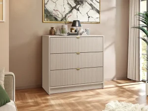 Комод с ящиками Razimo 2D3SZ, песочный беж / золотой - Mebel-Trade — Больше чем интернет-магазин!