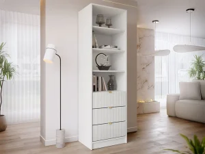 Стеллаж Razimo 3SZ, белый бархат / золотой - Mebel-Trade — Больше чем интернет-магазин!
