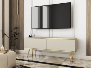 Тумба под телевизор Oro 135 (бежевый / золотой)
