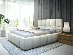 Элегантная мягкая кровать Dream, 140х200, кремовый Arena 20