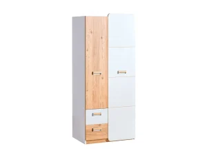Двухдверный платяной шкаф Lorento L1, белый бриллиант / дуб Нэш