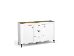 Современный широкий комод Mossa MO7, белый / дуб виски - Mebel-Trade — Больше чем интернет-магазин!