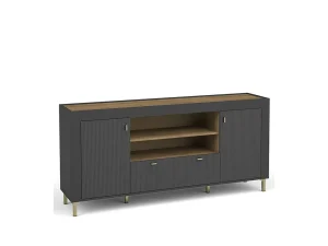 Современная ТВ тумба Mossa MO8, черный / дуб виски - Mebel-Trade — Больше чем интернет-магазин!