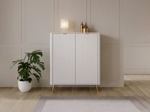 Высокий комод Lante K 2D, песочный бежевый / золотой - Mebel-Trade — Больше чем интернет-магазин!