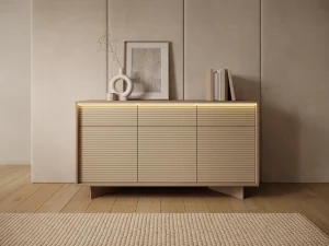 Широкий комбинированный комод Semi C 3D3S, боливар / капучино