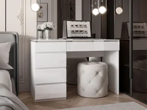 Письменный стол Aurora Silver, белый глянец / серебряный