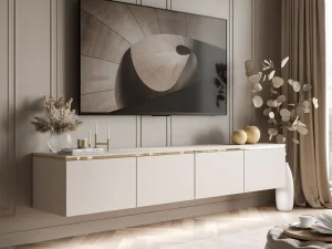Подвесная тумба под телевизор Celine 200, кашемир / золотой