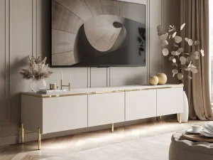 Тумба под телевизор Celine 200 PN, кашемир / золотой