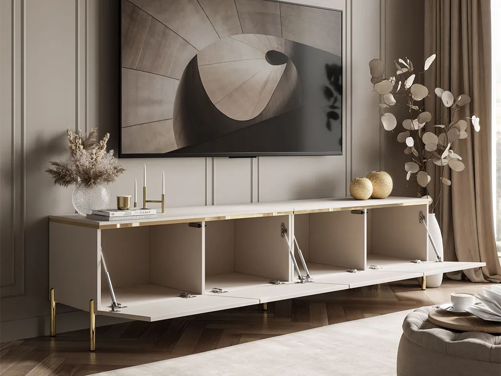 Тумба под телевизор Celine 200 PN, кашемир / золотой