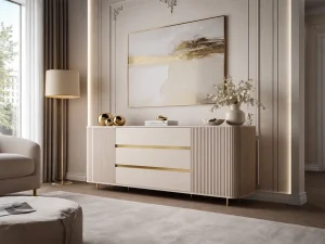 Комод Mirage Gold 2D3S, бежевый песочный / золотой
