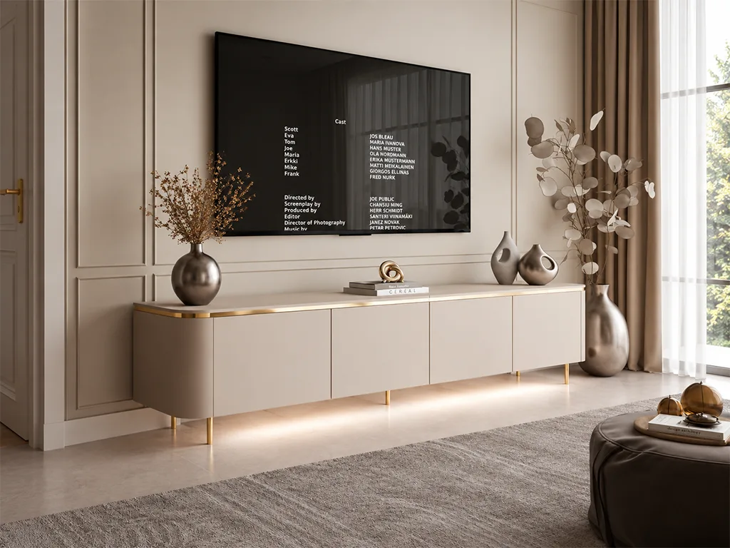 Тумба под телевизор Aveline 200 SN, кашемир / золотой - Mebel-Trade — Больше чем интернет-магазин!