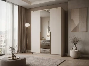 Шкаф распашной с зеркалом Aurora 3D, кашемир / золотой