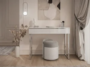 Стол-консоль Aurora Silver, белый глянец / серебряный