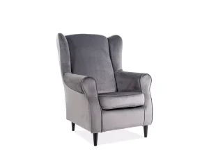 Мягкое кресло Baron Velvet, серый / венге