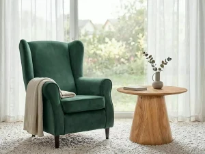 Мягкое кресло Baron Velvet, зеленый / венге
