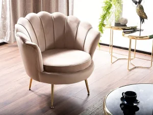 Мягкое кресло Camellia 1 Velvet, бежевый / золотой