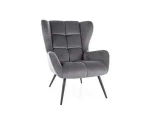 Мягкое кресло Louis Velvet, серый / черный
