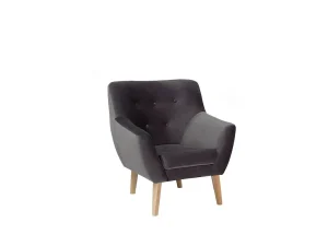 Мягкое кресло Nordic 1 Velvet, серый / бук