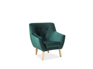 Мягкое кресло Nordic 1 Velvet, зеленый / бук