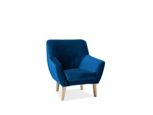 Мягкое кресло Nordic 1 Velvet, темно-синий / бук