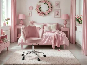 Офисное поворотное кресло Rose Velvet, античный розовый / хром