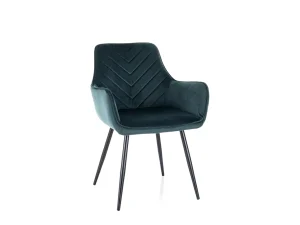 Стул обеденный Fig Velvet, зеленый / черный