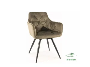 Мягкий поворотный стул Mango Velvet, оливковый / черный