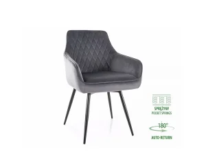 Мягкий поворотный стул Marlo Velvet, серый / черный