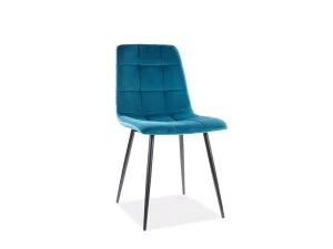 Мягкий обеденный стул Mila Velvet, бирюзовый / черный