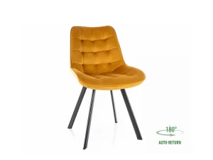 Мягкий поворотный стул Monti Velvet, карри / черный