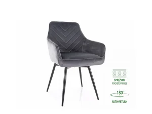 Мягкий поворотный стул Servio Velvet, серый / черный