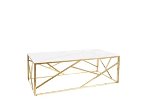 Журнальный столик Escada A II, 60x120, белый мрамор / золотой
