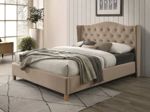 Двуспальная кровать Aspen Velvet, 160x200, бежевый