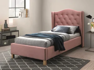 Односпальная кровать Aspen Velvet, 90x200, античный розовый