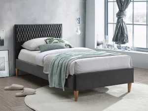Односпальная кровать Azurro Velvet, 90x200, серый