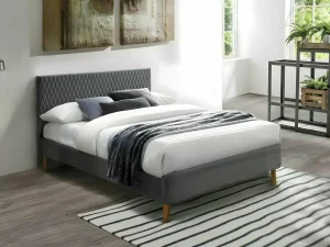Двуспальная кровать Azurro Velvet, 160x200, серый