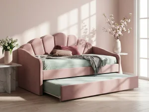 Односпальная кровать Bella Velvet с дополнительным спальным местом, 90x200, античный розовый