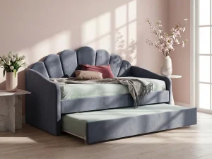 Односпальная кровать Bella Velvet с дополнительным спальным местом, 90x200, серый